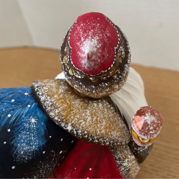 G.DeBrekht Happy traveler Santa Wood Hand Carved Painted Signed Christmas Decor - Picture 8 of 11